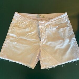 Just Black Raw Edge White Jean Shorts